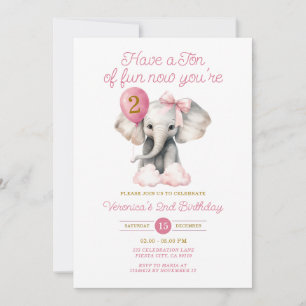 Invitación Elefante: tu segunda corbata de globo de cumpleaño
