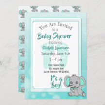 Elefante verde azulado Baby Shower