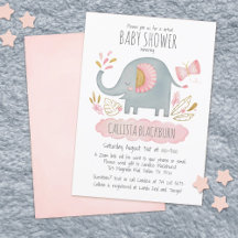 Elefante virtual Cute Rubor Chica rosa Baby Shower