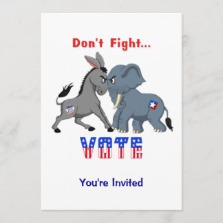 Invitación Elefante y burro ARGUMENTANDO: No pelees por votar