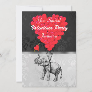 Invitación Elefante y corazón en el fiesta de damasquines val