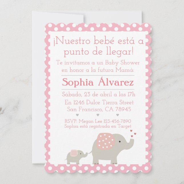 Invitación Elefantes Baby Shower/Invitación Elefantes (Anverso)
