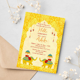 Invitación elefantes bodas indios elefantes amarillos haldi