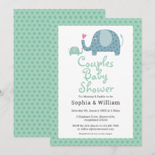 Invitación Elefantes de lunares adorables para baby shower de