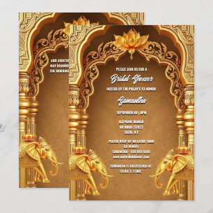 Invitación Elefantes de oro hindúes hindúes flor de loto asiá