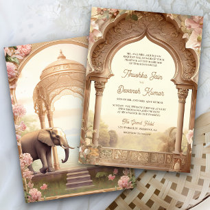 Invitación Elefantes del Jardín Floral Boda del Palacio Indio