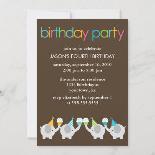 Invitación Elefantes Festividad Niños Fiesta de cumpleaños