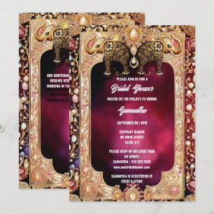 Invitación elefantes florales hindúes joyas reales de novia