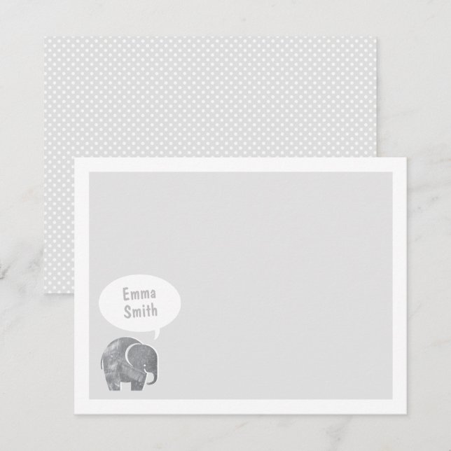 Invitación Elefantes Gris Ligeros Papelería Personal (Anverso / Reverso)