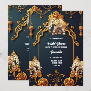 Invitación elefantes indios de la marina oro real decoración