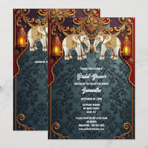 Invitación Elefantes indios tradicionales hindúes florales
