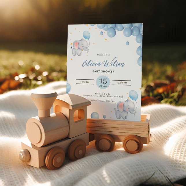 Invitación Elefantes juguetones azules (Subido por el creador)