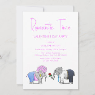 Invitación Elefantes lindos del día de San Valentín