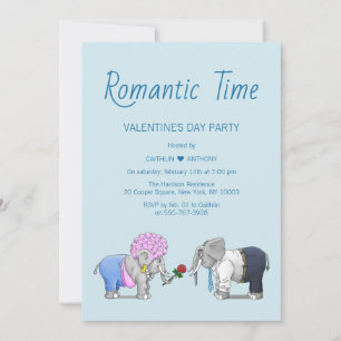 Invitación Elefantes lindos del Día de San Valentín