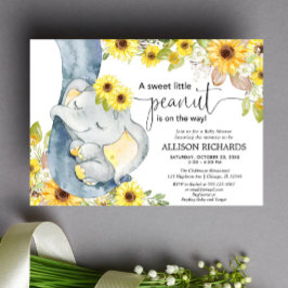 Invitación Elefantes neutros de género girasoles para la duch