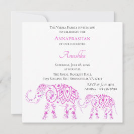 Invitación Elefantes rosas Annaprashan| Primer arroz