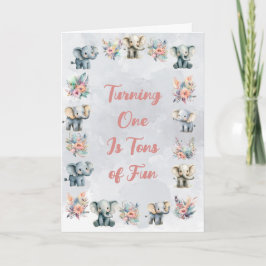 Invitación Elefantes y flores de la selva boho en cumpleaños
