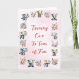 Invitación Elefantes y flores de la selva boho en cumpleaños