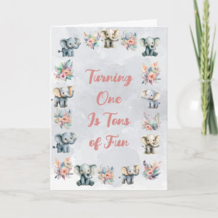 Invitación Elefantes y flores de la selva boho en cumpleaños 