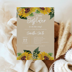 Invitación Elegance Beige Rustic Sunflower Baby Shower
