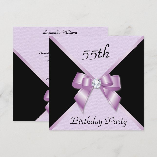 Invitación Elegance elegante Lilac y fiesta de cumpleaños 55  (Anverso / Reverso)