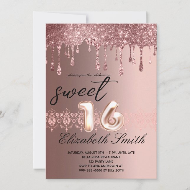 Invitación Elegance Rosa Dris de Oro Dulce (Anverso)