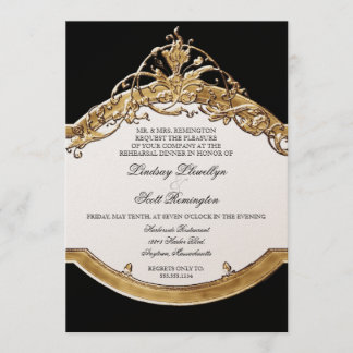 Invitación Elegancia 2, cena de oro del lazo negro del ensayo