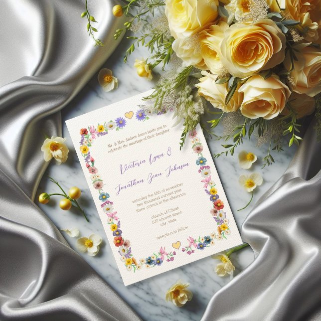 Invitación Elegancia amarilla Floral Flor silvestre Boda (Subido por el creador)