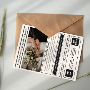 Invitación Elegancia Atemporal: Foto Personalizada en Blanco 