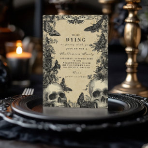 Invitación Elegancia atormentada Skull y Fiesta gótico moth