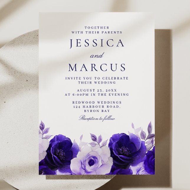 Invitación Elegancia azul: Boda de Rosas azules de la Marina  (Subido por el creador)
