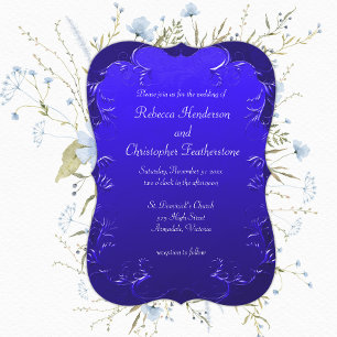 Invitación Elegancia Azul Curva Vintage Boda