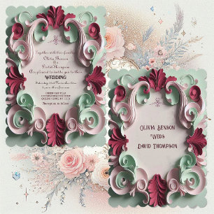 Invitación Elegancia Barroca Motivos Florales Roleos de Acant