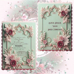 Invitación Elegancia barroca suave motivos marrón Rosa floral