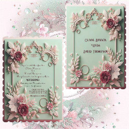 Invitación Elegancia barroca suave motivos marrón Rosa floral