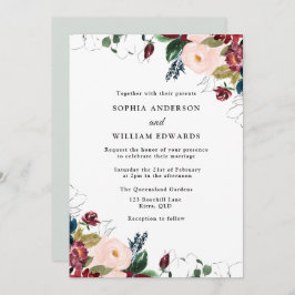 Invitación Elegancia boda: Boda de la Marina de Borgoña de Ru