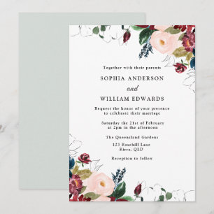 Invitación Elegancia boda: Boda de la Marina de Borgoña de Ru