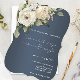 Invitación Elegancia bohemia curvada Boda azul turbio