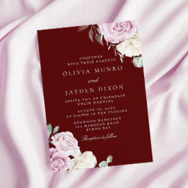 Invitación Elegancia botánica: Boda blanco de Borgoña de Rubo