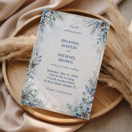 Invitación Elegancia Botánica de Piña Azul Invernal