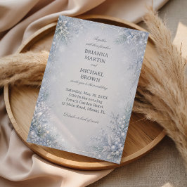 Invitación Elegancia Botánica Escarcha Invernal en Marfil