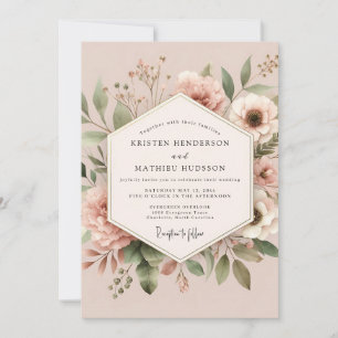 Invitación Elegancia Botánica Rosa Claro Boda