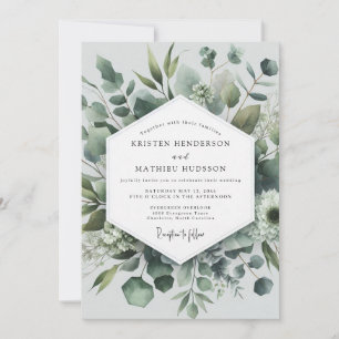 Invitación Elegancia Botánica Verde Salvia Boda