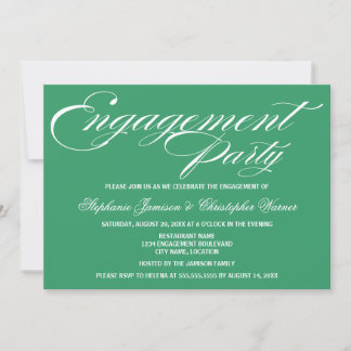 Invitación Elegancia Caligráfica Fiesta de Compromiso Verde