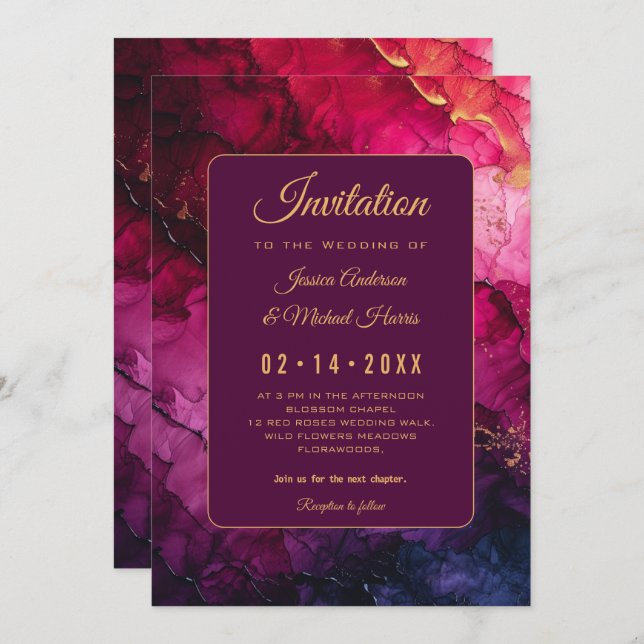 Invitación Elegancia celeste: La sinfonía de mármol (Anverso / Reverso)