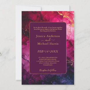 Invitación Elegancia Celestial de 2 lados - Sinfonía de Mármo