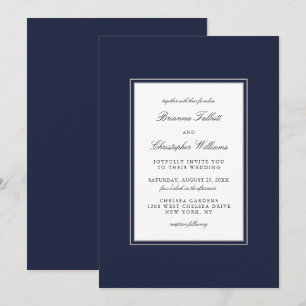 Invitación Elegancia clásica Boda azul de la marina simple