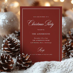 Invitación Elegancia Clásica Roja Fiesta de Navidad