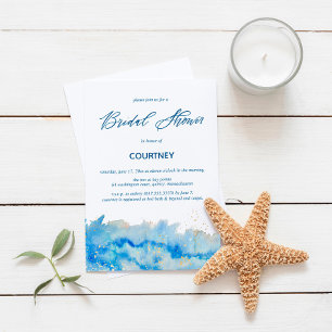 Invitación Elegancia costera color de agua ducha de novia Pet
