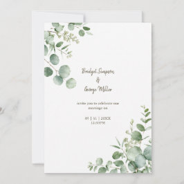 Invitación Elegancia de boda minimalista con eucalipto verde